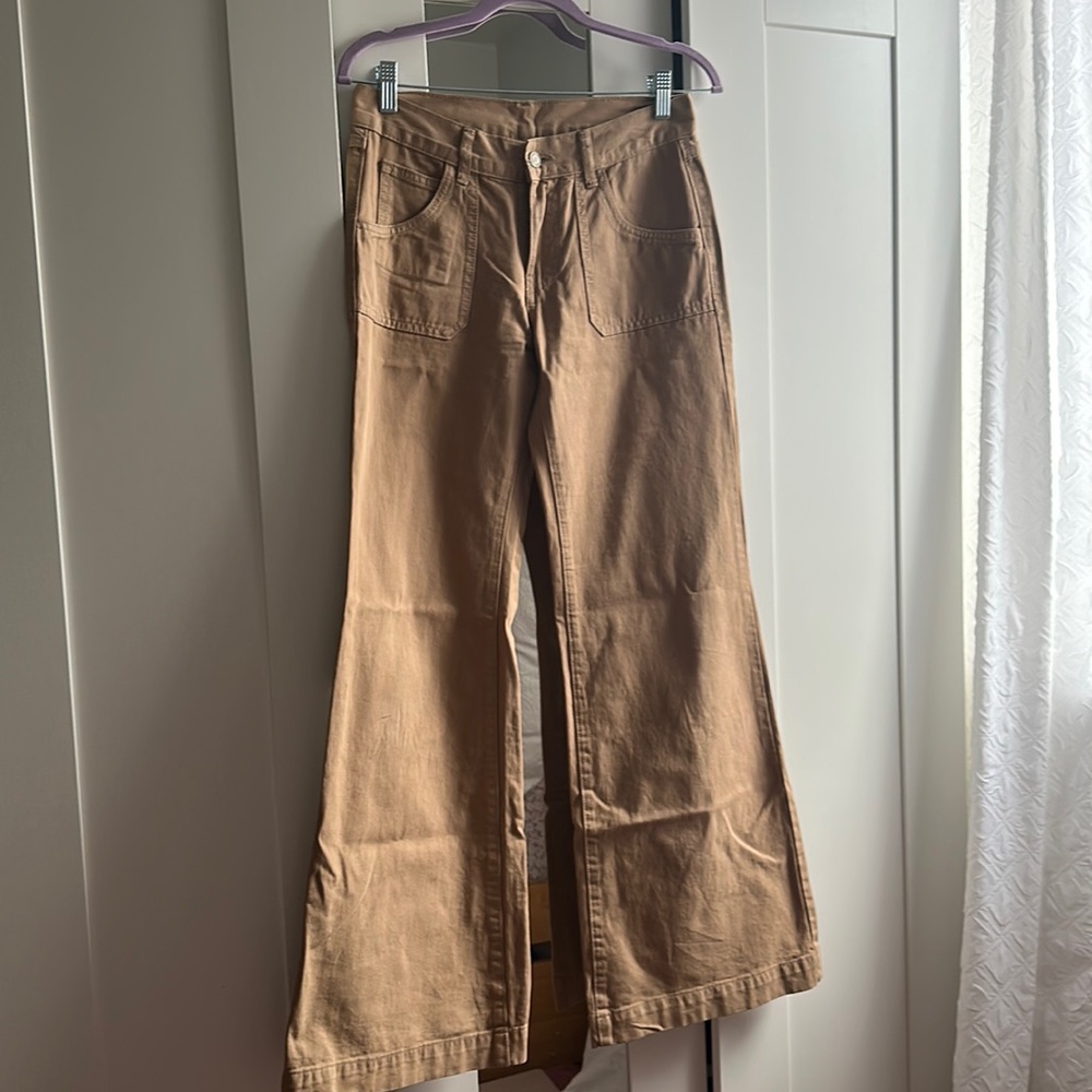 brandy melville low rise flare khaki pants